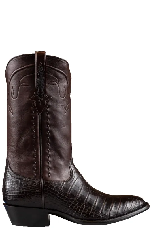 Stallion American Alligator Cowboy Boots - Chocolate sold by Pinto Ranch