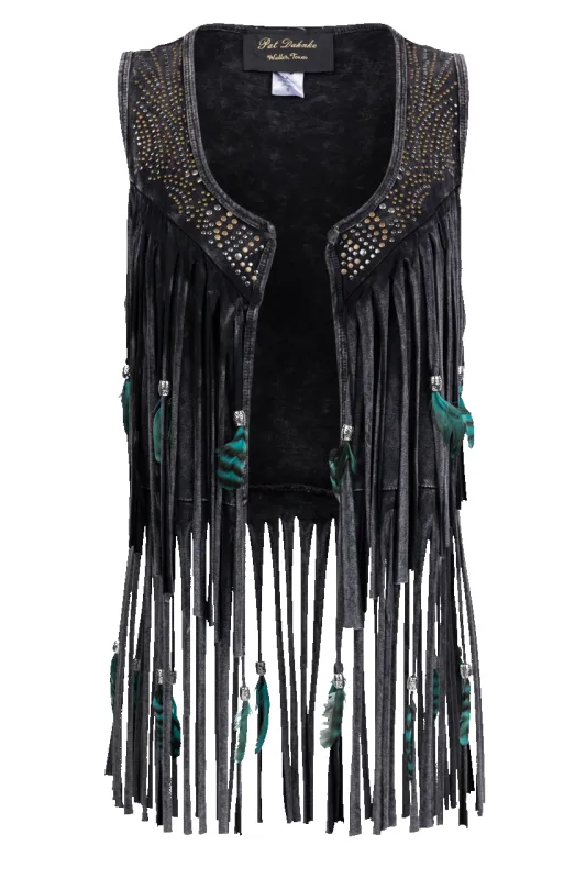Pat Dahnke Fringe & Feather Vest sold by Pinto Ranch