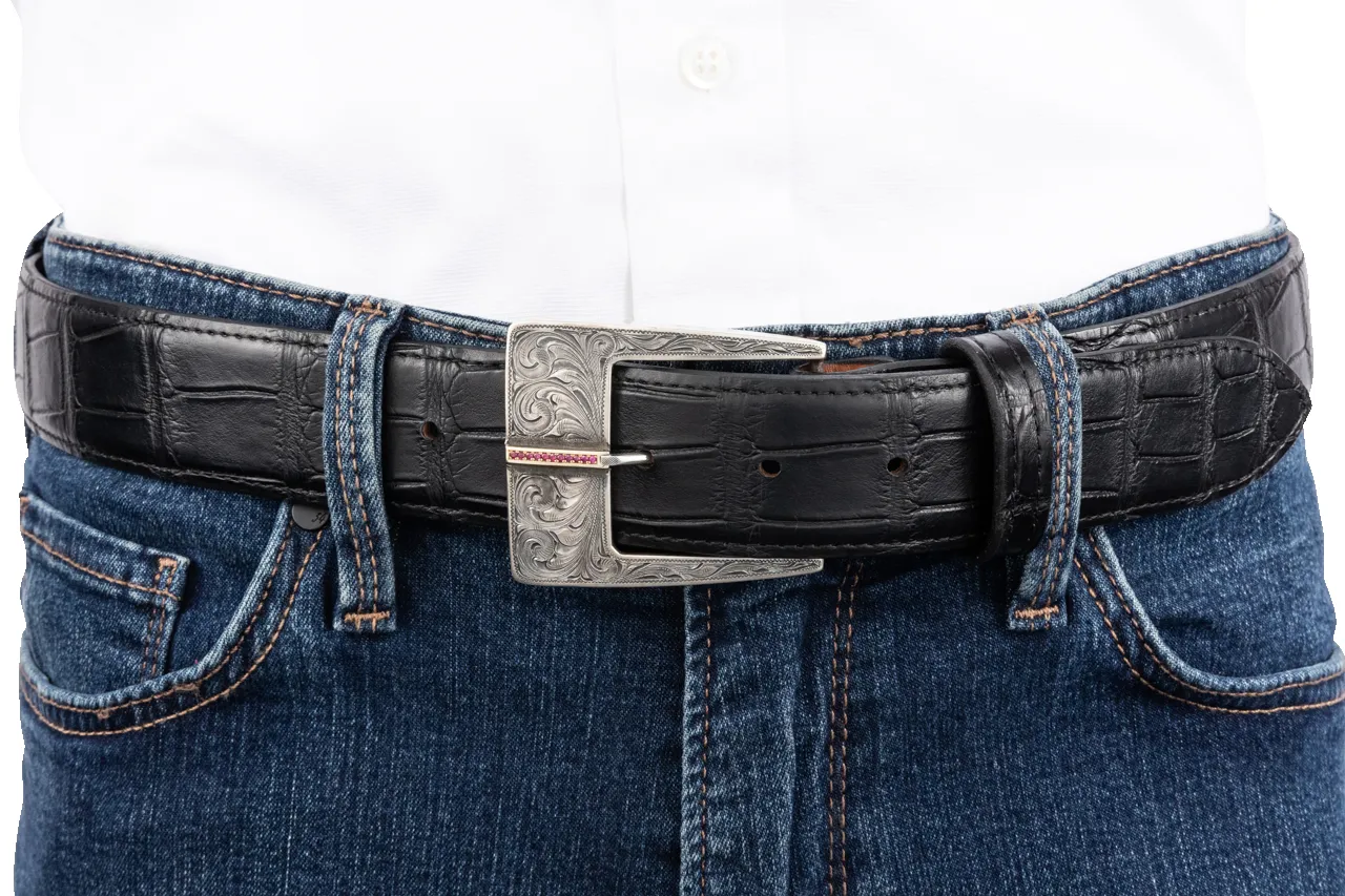 Clint Orms 1.5" Gold & Ruby Single Belt Buckle sold by Pinto Ranch product image thumbnail 2