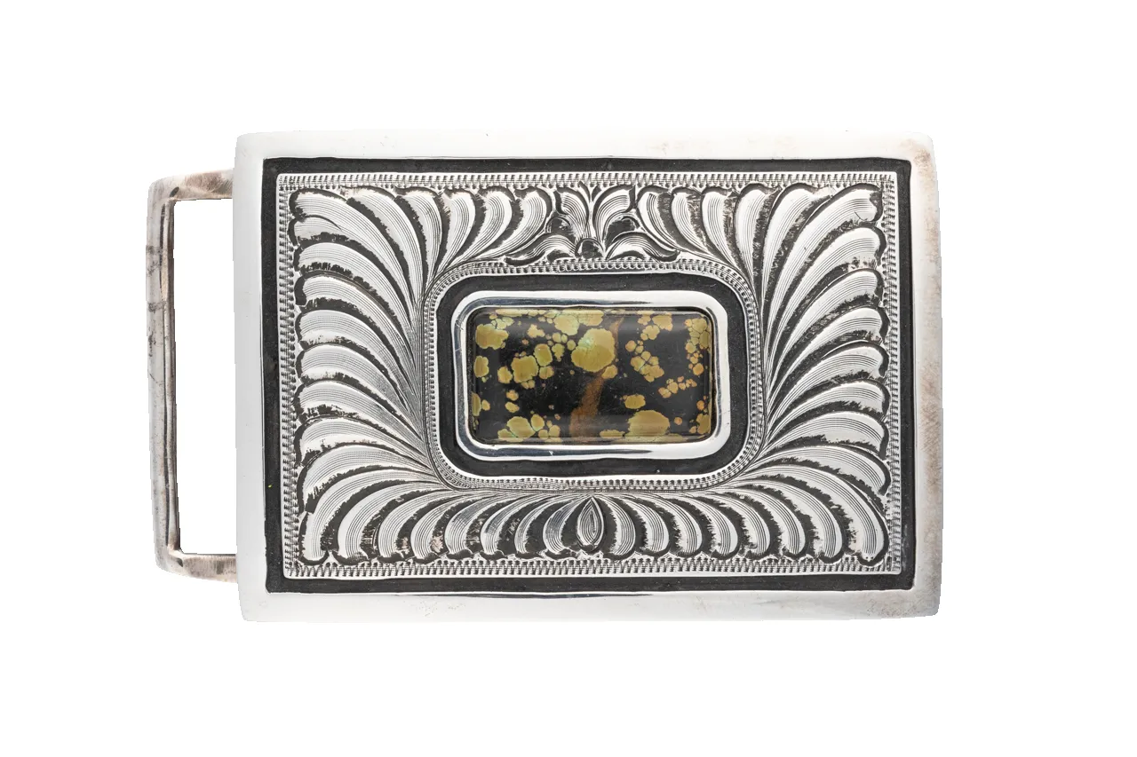 Chacon Montezuma Feather 1.5" Trophy Buckle sold by Pinto Ranch