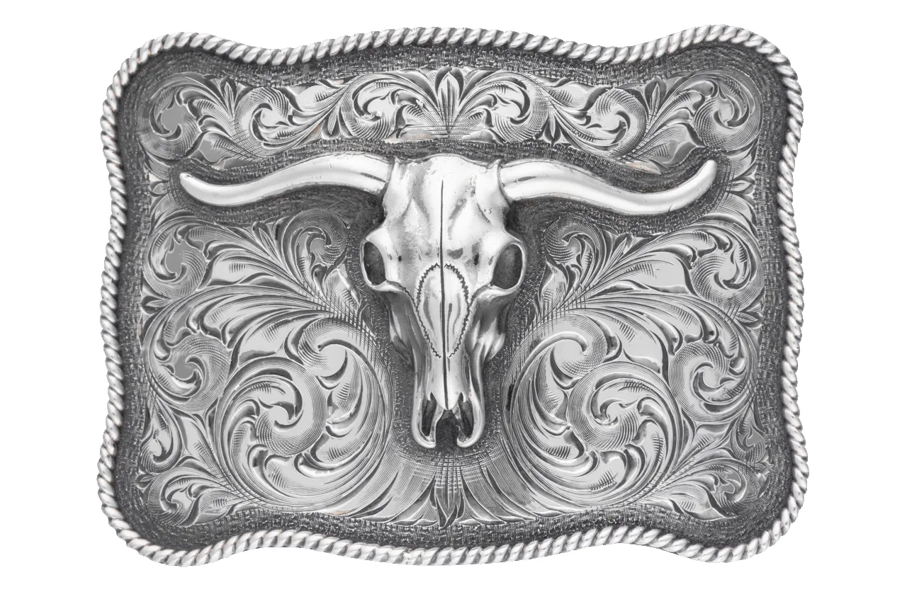 Clint Orms 1.5" Longhorn Skull Trophy Buckle sold by Pinto Ranch