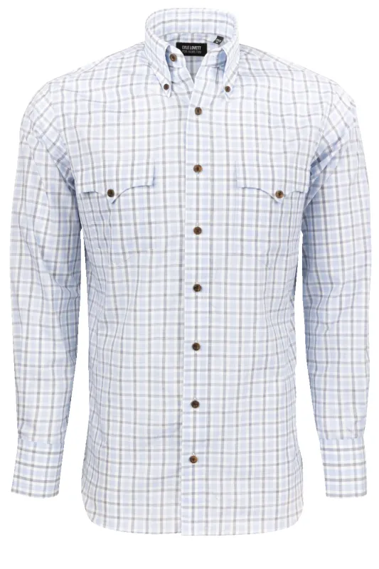 Lyle Lovett for Hamilton Button-Front Shirt - Navy Check sold by Pinto Ranch