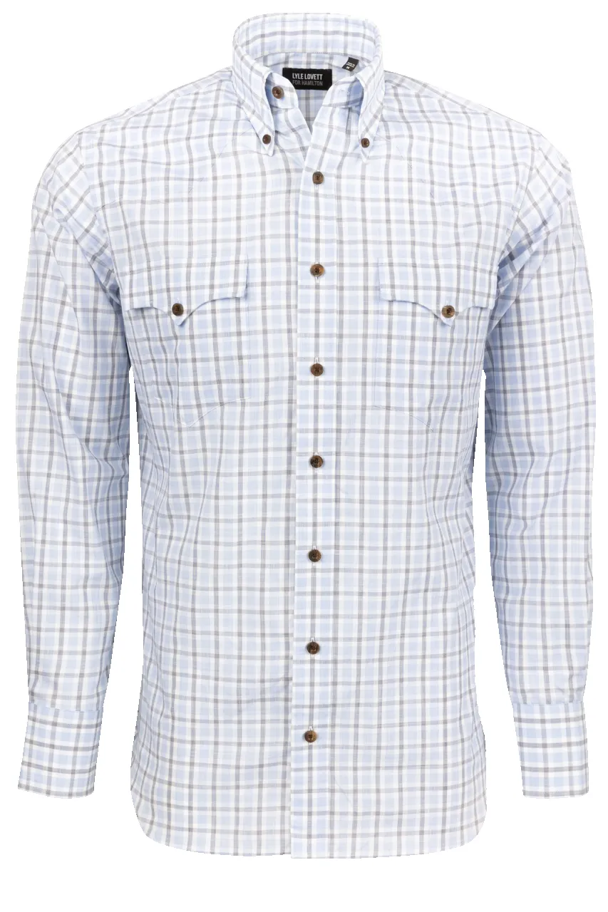 Lyle Lovett for Hamilton Button-Front Shirt - Navy Check sold by Pinto Ranch