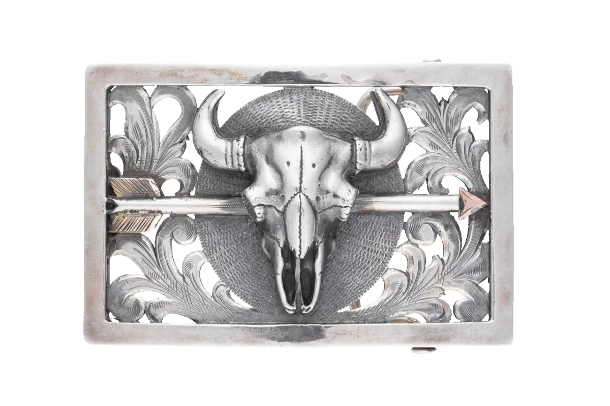Clint Orms 1.5" Silver & Gold Bison Trophy Buckle sold by Pinto Ranch