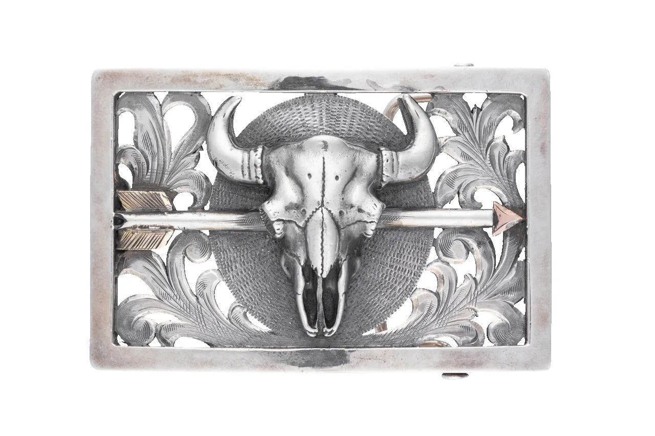 Clint Orms 1.5" Silver & Gold Bison Trophy Buckle sold by Pinto Ranch
