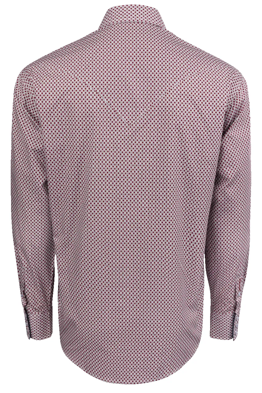 Stetson Men's Geometric Snap Front Shirt - Wine sold by Pinto Ranch product image thumbnail 2