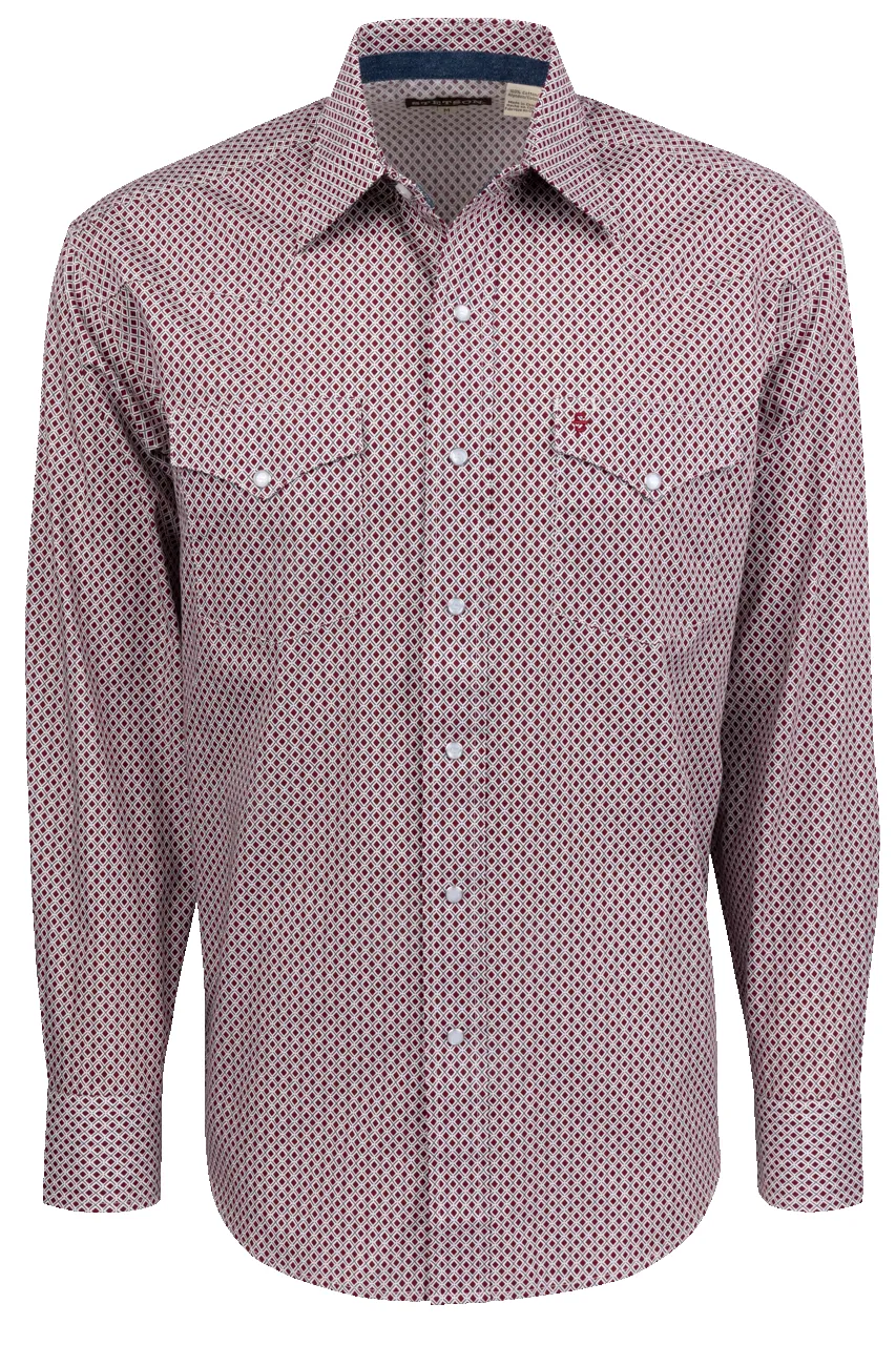 Stetson Men's Geometric Snap Front Shirt - Wine sold by Pinto Ranch