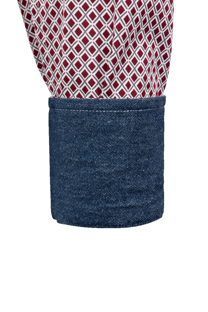 Stetson Men's Geometric Snap Front Shirt - Wine sold by Pinto Ranch product image thumbnail 3