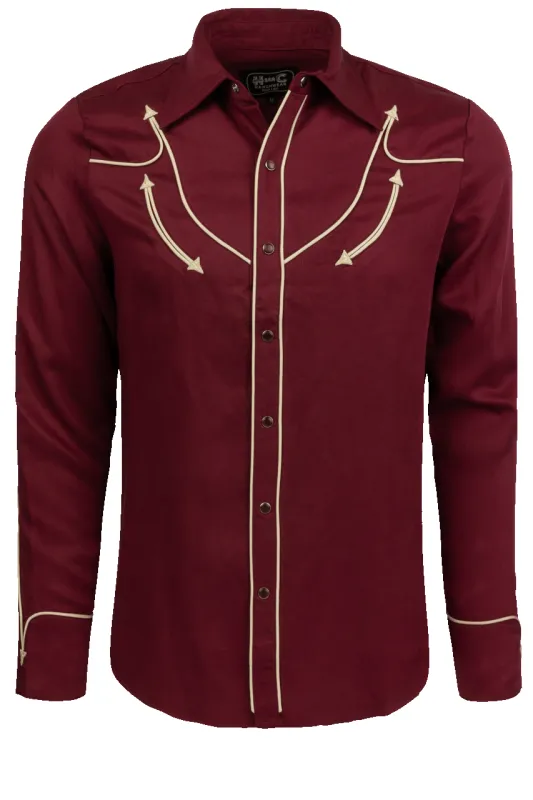 H Bar C Snap Front Reno Shirt - Maroon sold by Pinto Ranch