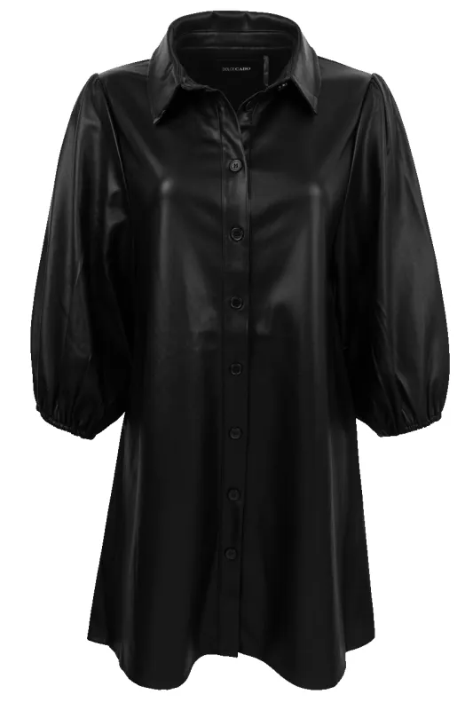 Dolce Cabo Vegan Leather Shirt Dress - Neutrals sold by Pinto Ranch