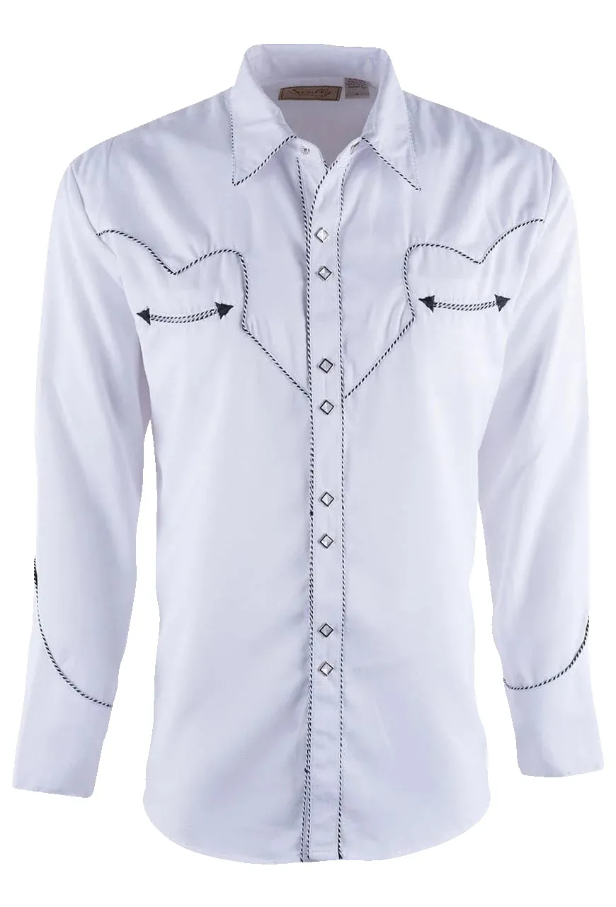 Scully Vintage Western Diamond Snap Front Shirt - White sold by Pinto Ranch