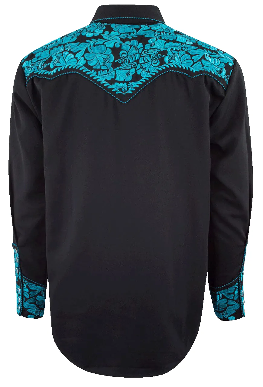 Scully Gunfighter Western Snap Front Shirt - Turquoise/Black sold by Pinto Ranch product image thumbnail 2