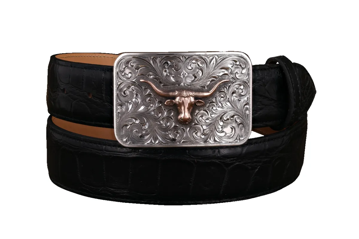 Clint Orms 1.5" Rose Gold Longhorn Trophy Buckle sold by Pinto Ranch
