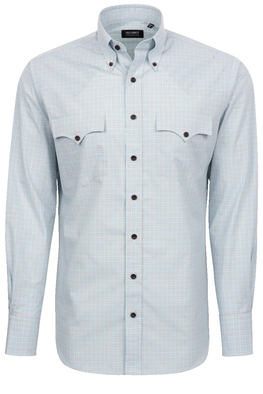 Lyle Lovett for Hamilton Button-Front Shirt - Blue/Orange Check sold by Pinto Ranch