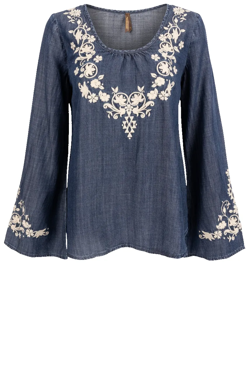 Stetson Women's Denim Peasant Top sold by Pinto Ranch
