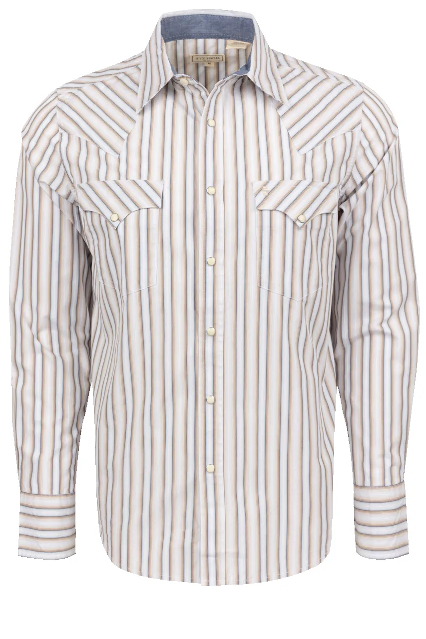 Stetson Men's Ombre Stripe Snap Front Shirt - Brown sold by Pinto Ranch