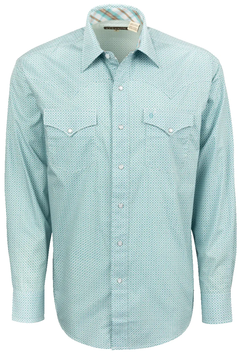 Stetson Men's Mosaic Snap Front Shirt - Blue sold by Pinto Ranch