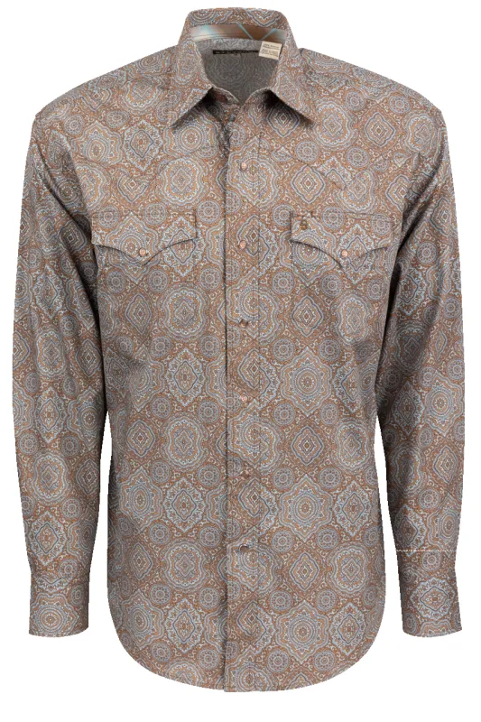 Stetson Men's Paisley Snap Front Shirt - Victorian Brown sold by Pinto Ranch