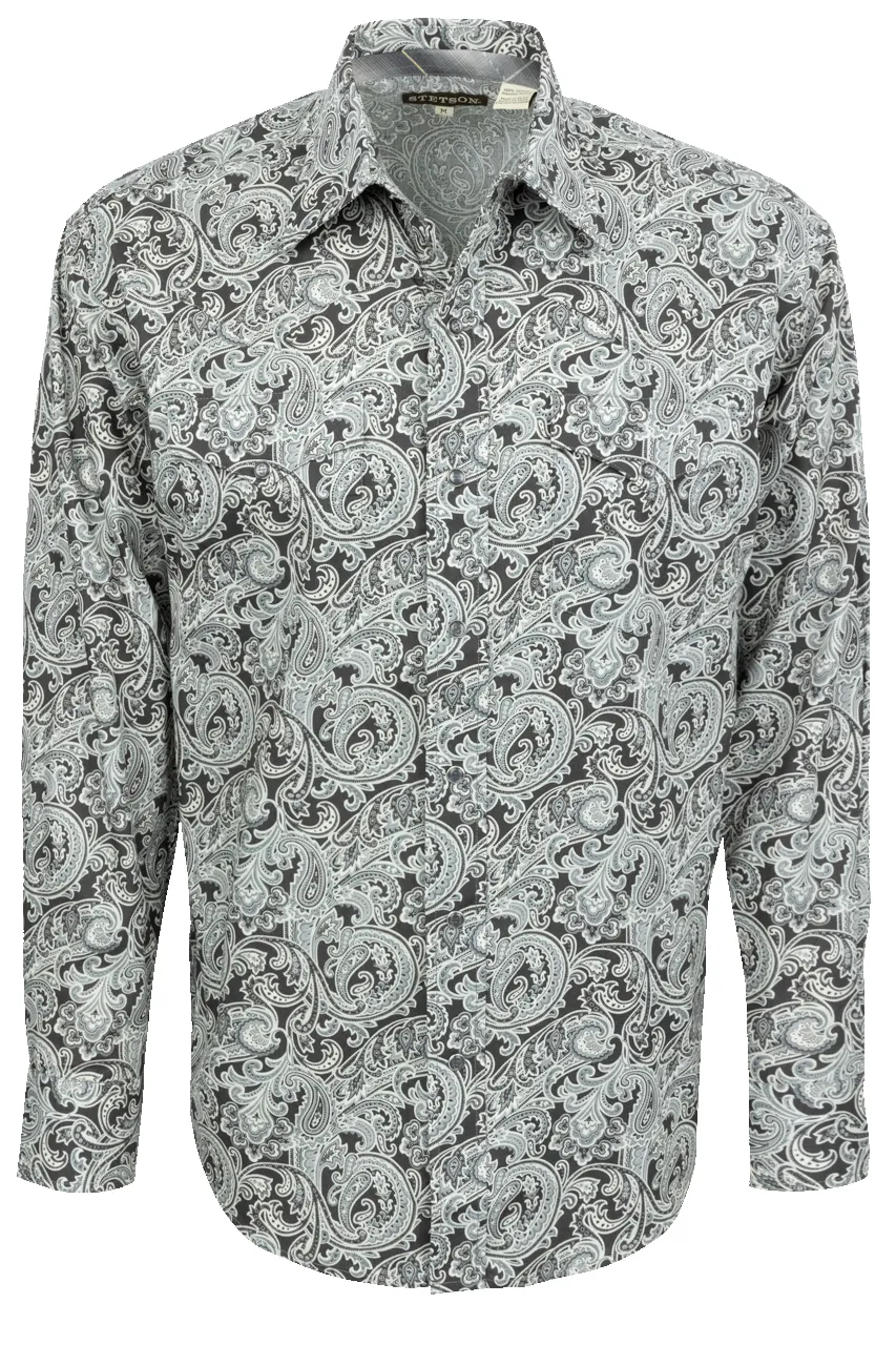 Stetson Men's Paisley Snap Front Shirt - Silver Multi sold by Pinto Ranch