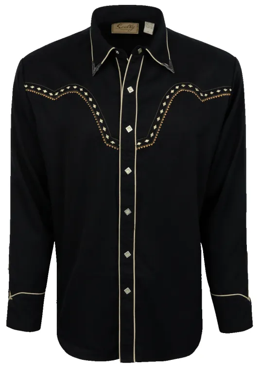 Scully Diamond Snap Front Shirt - Black sold by Pinto Ranch