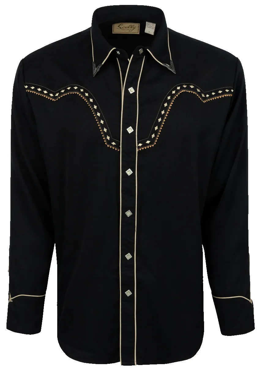 Scully Diamond Snap Front Shirt - Black sold by Pinto Ranch