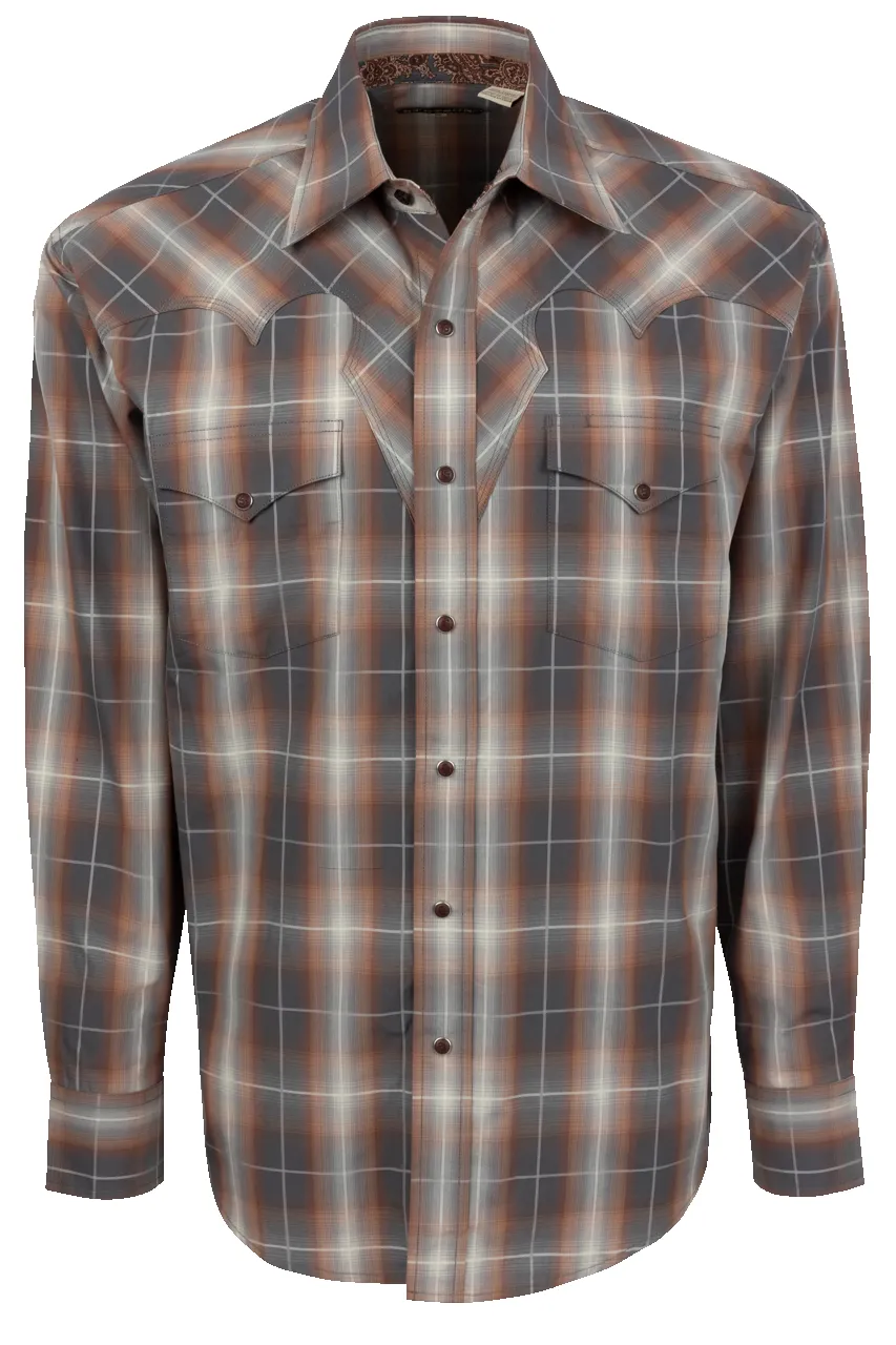 Stetson Men's Plaid Snap Front Shirt - Copper sold by Pinto Ranch