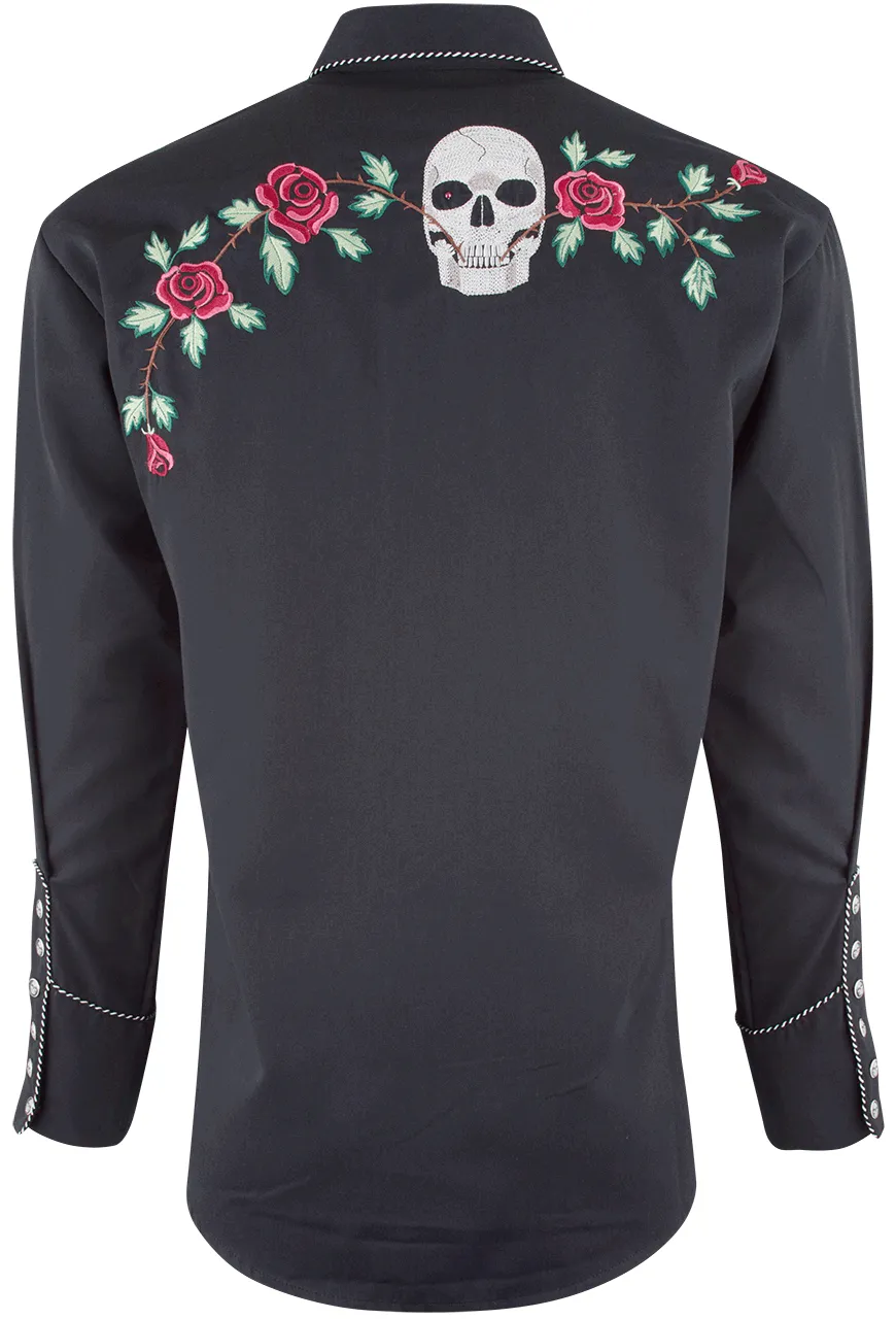 Scully Skull & Roses Snap Front Shirt - Black sold by Pinto Ranch product image thumbnail 2