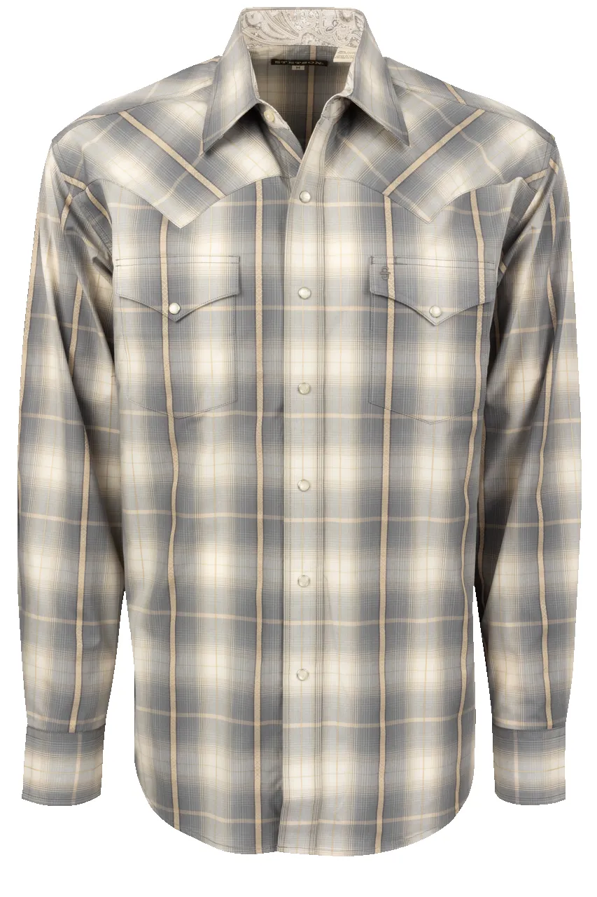 Stetson Men's Ombre Plaid Snap Front Shirt - Gold Dust sold by Pinto Ranch