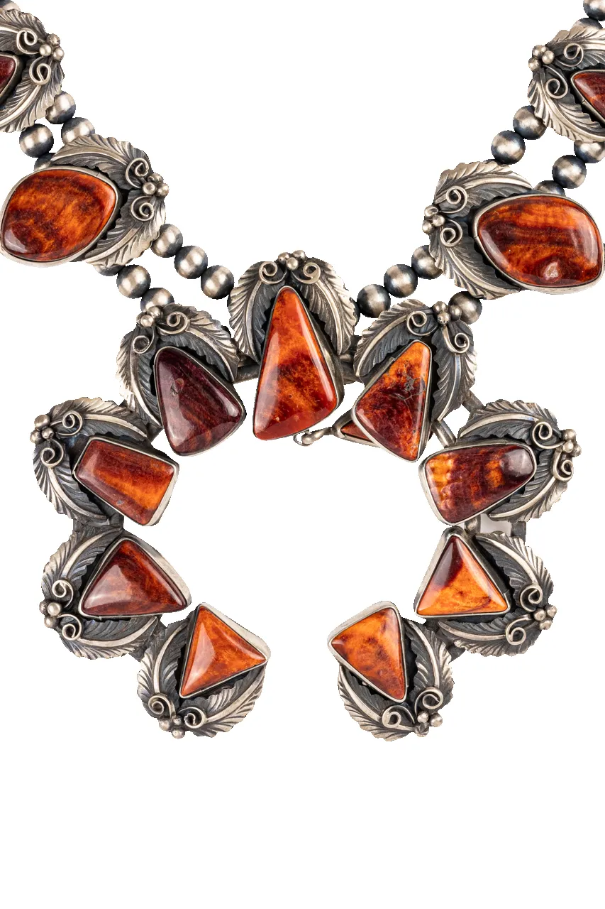 Navajo Squash Blossom Spiny Oyster Necklace sold by Pinto Ranch product image thumbnail 2