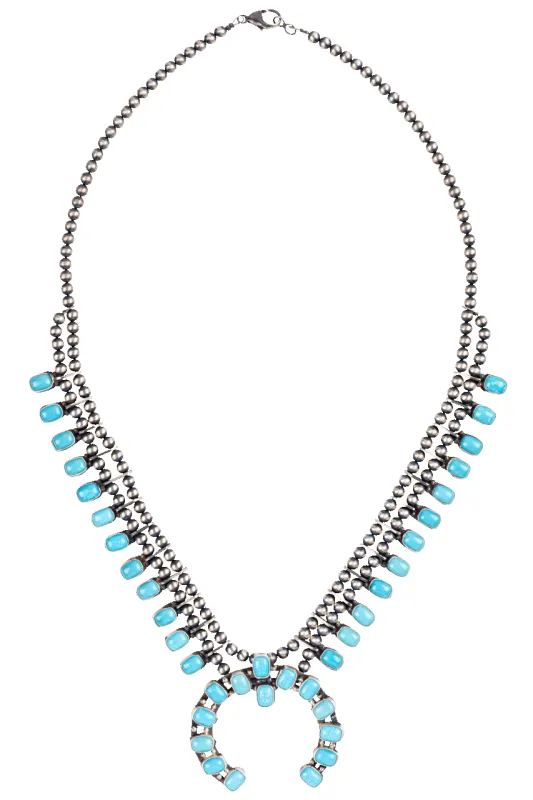 Navajo Squash Blossom Turquoise Necklace sold by Pinto Ranch