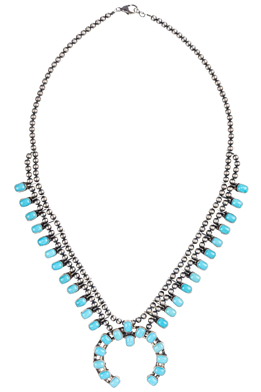 Navajo Squash Blossom Turquoise Necklace sold by Pinto Ranch