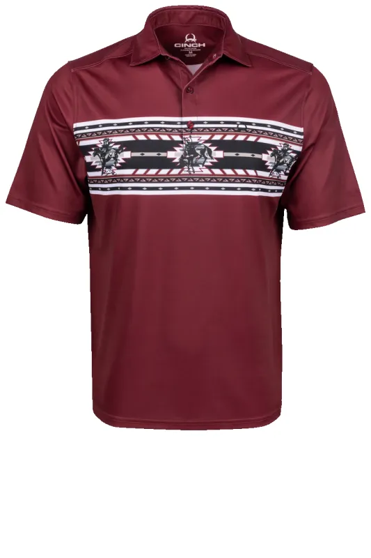 Cinch Arena Flex Polo Shirt - Western Burgundy sold by Pinto Ranch