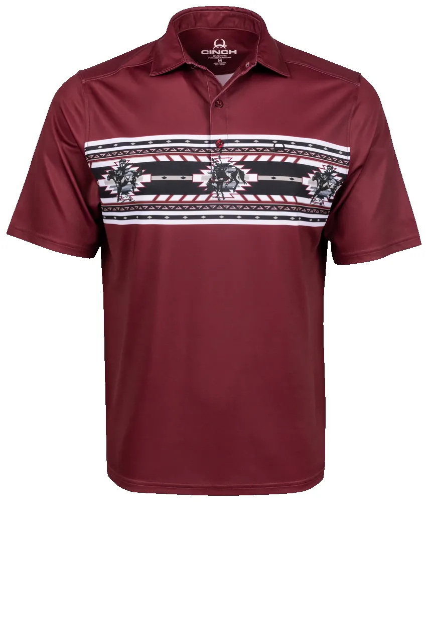 Cinch Arena Flex Polo Shirt - Western Burgundy sold by Pinto Ranch