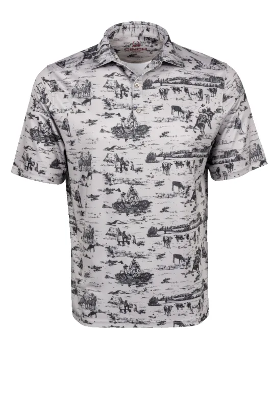 Cinch Arena Flex Polo Shirt - Western Gray sold by Pinto Ranch