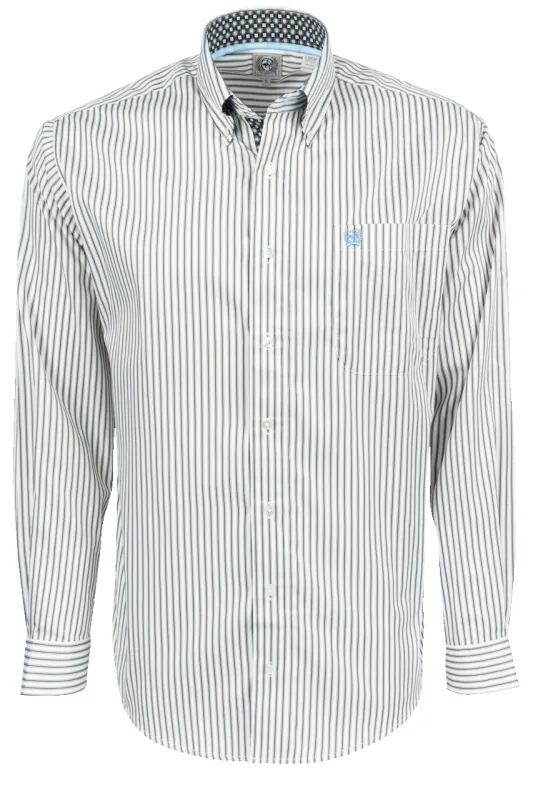 Cinch Tencel Stripe Button-Front Shirt - Cream sold by Pinto Ranch