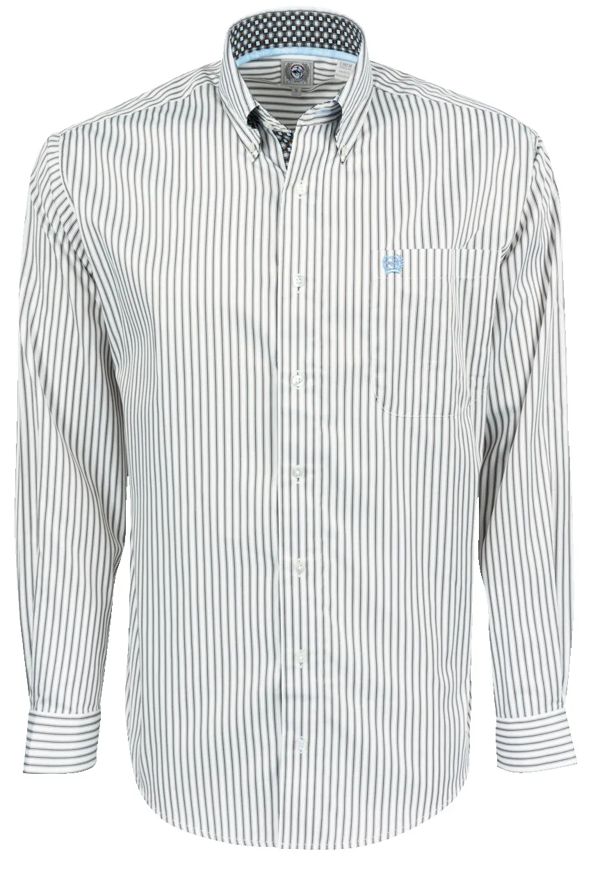 Cinch Tencel Stripe Button-Front Shirt - Cream sold by Pinto Ranch