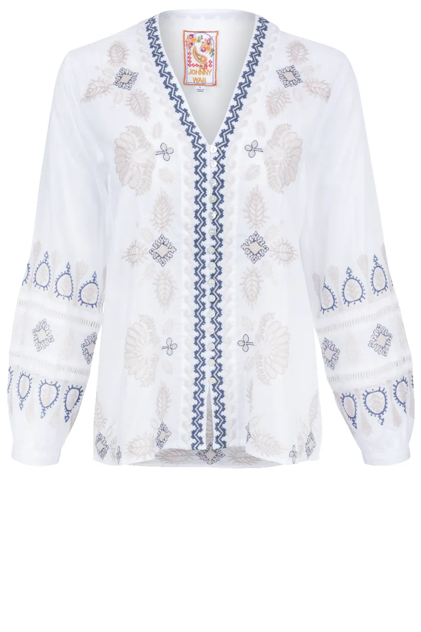 Johnny Was Button-Front Lisbon Blouse sold by Pinto Ranch