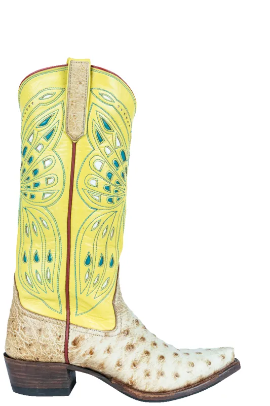 Rios of Mercedes Yellow Full Quill Ostrich Cowgirl Boots made by Rios of Mercedes