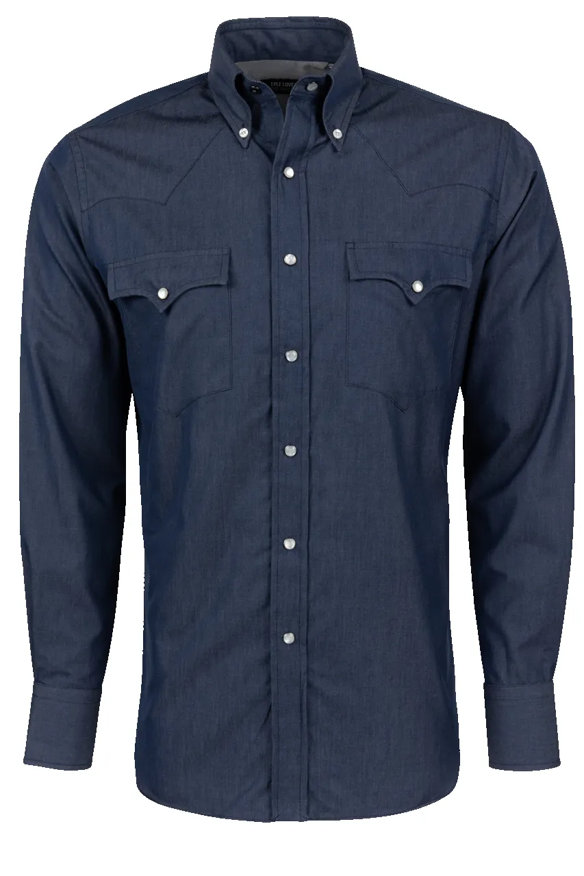 Lyle Lovett for Hamilton Snap Front Shirt - Navy Denim sold by Pinto Ranch