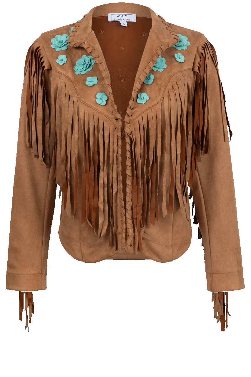 W.A.Y. Tan Suede Fringe Jacket sold by Pinto Ranch