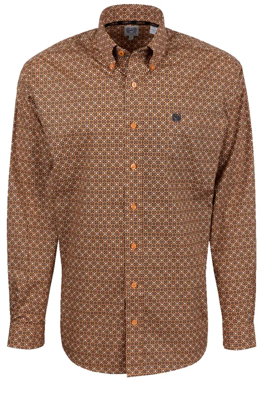 Cinch Aztec Foulard Button-Front Shirt - Copper made by Cinch