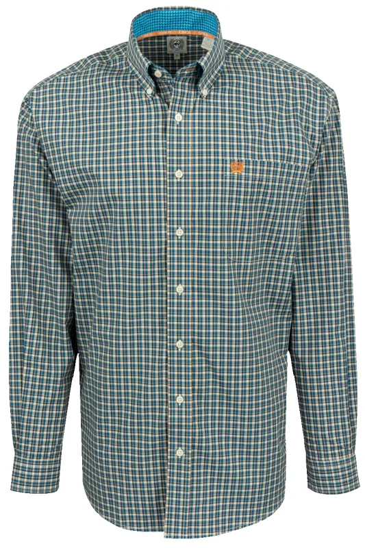 Cinch Mini Check Button-Front Shirt - Blue & Orange sold by Pinto Ranch