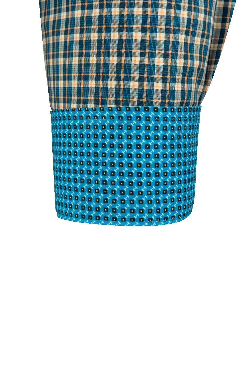 Cinch Mini Check Button-Front Shirt - Blue & Orange sold by Pinto Ranch product image thumbnail 3
