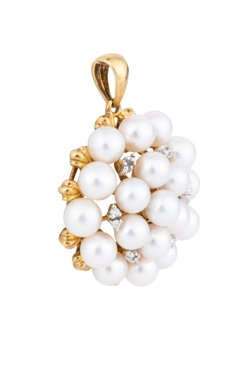 Pearl & Diamond Cluster Pendant sold by Pinto Ranch