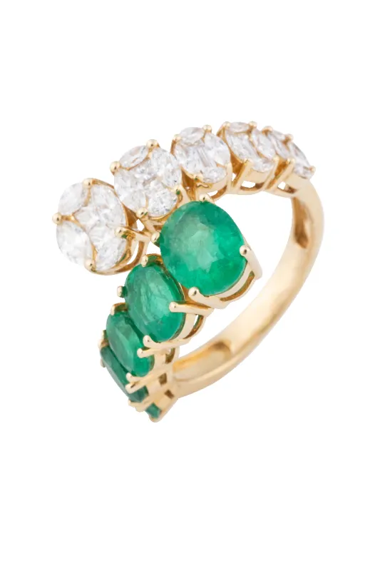 Emerald & Diamond Twist Ring sold by Pinto Ranch