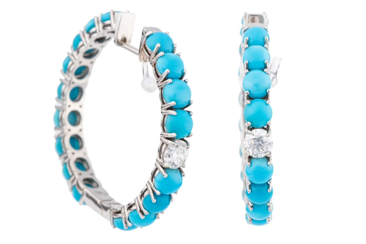 Sleeping Beauty Turquoise Hoop Earrings sold by Pinto Ranch