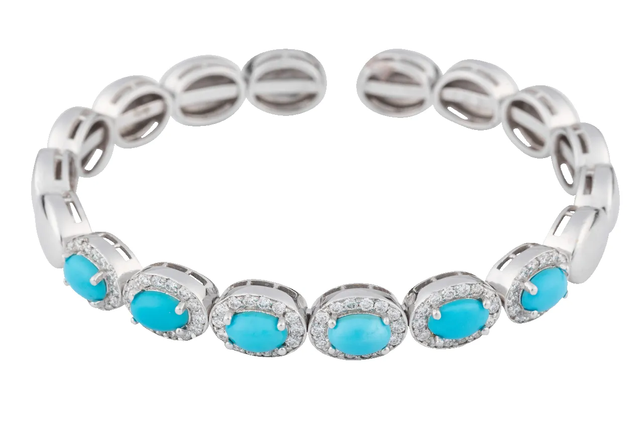 Diamond & Sleeping Beauty Turquoise Bracelet sold by Pinto Ranch