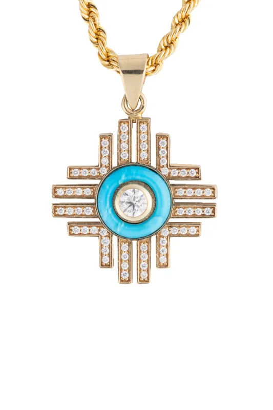 Zia Inlay Diamond Pendant sold by Pinto Ranch