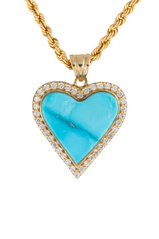 Diamond & Turquoise Heart Pendant sold by Pinto Ranch
