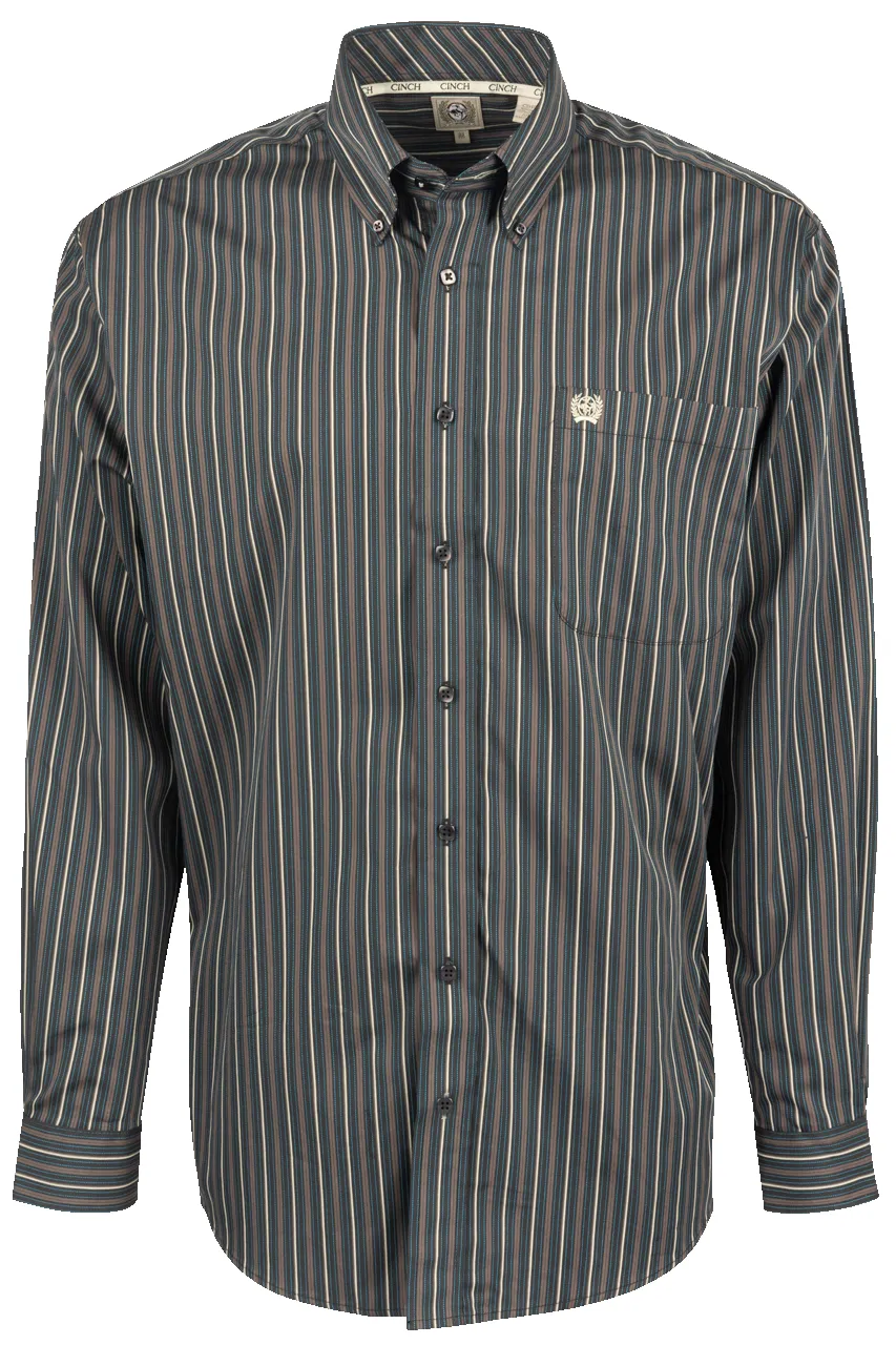 Cinch Striped Button-Front Western Shirt - Charcoal sold by Pinto Ranch